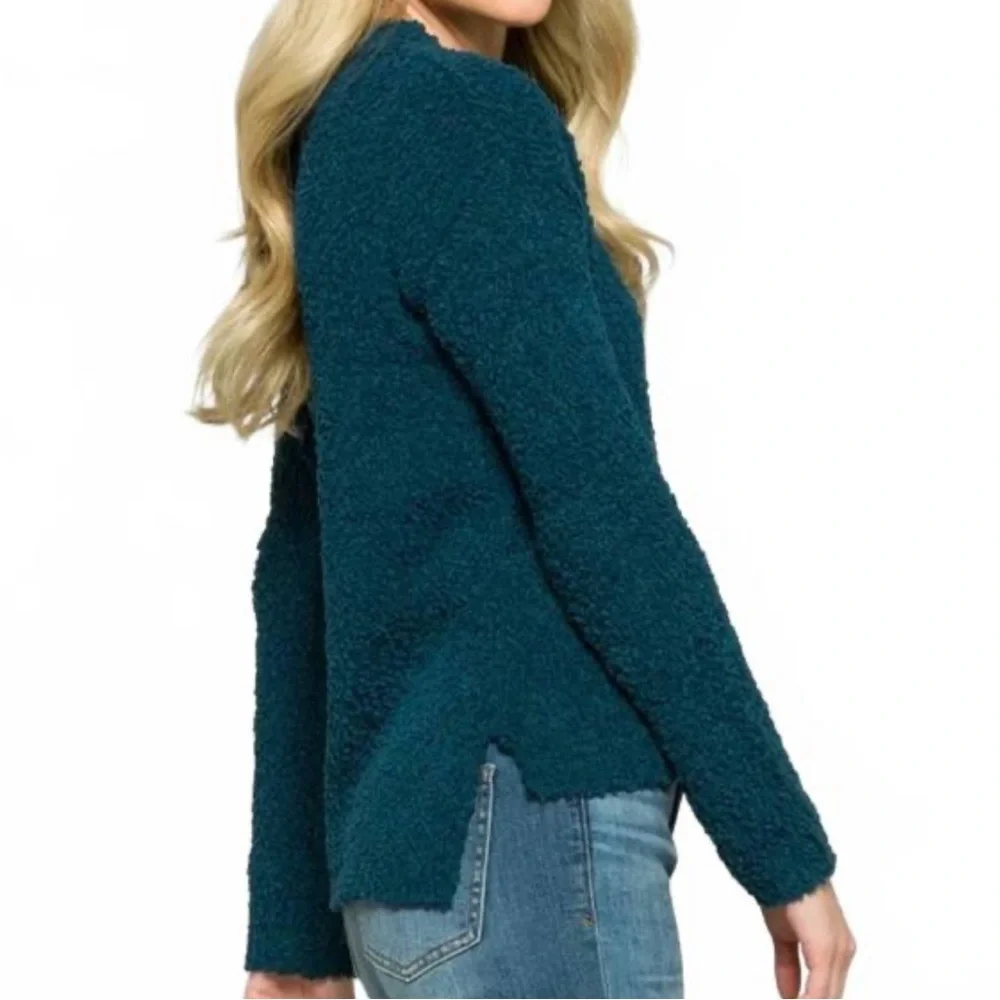 Bobeau Fannie Popcorn Sweater Teal Green Stitch Fix Size Medium